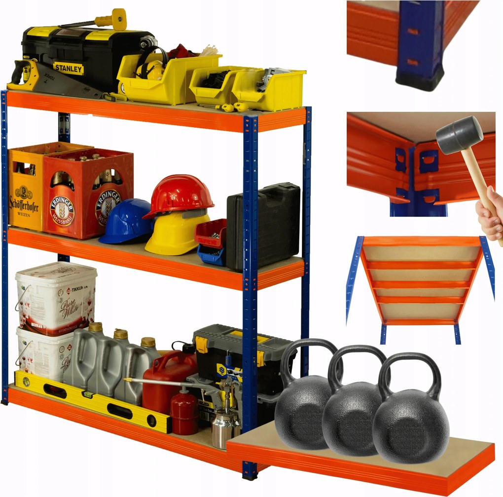 Helios fém tároló állvány műhely állvány 90x90x45cm 3Px350kg