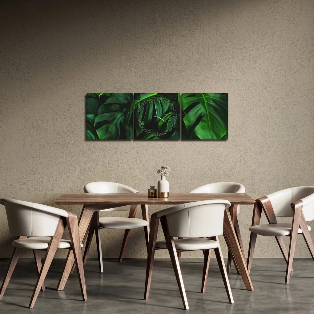 Monstery levelek képe (órával) (90x30 cm)