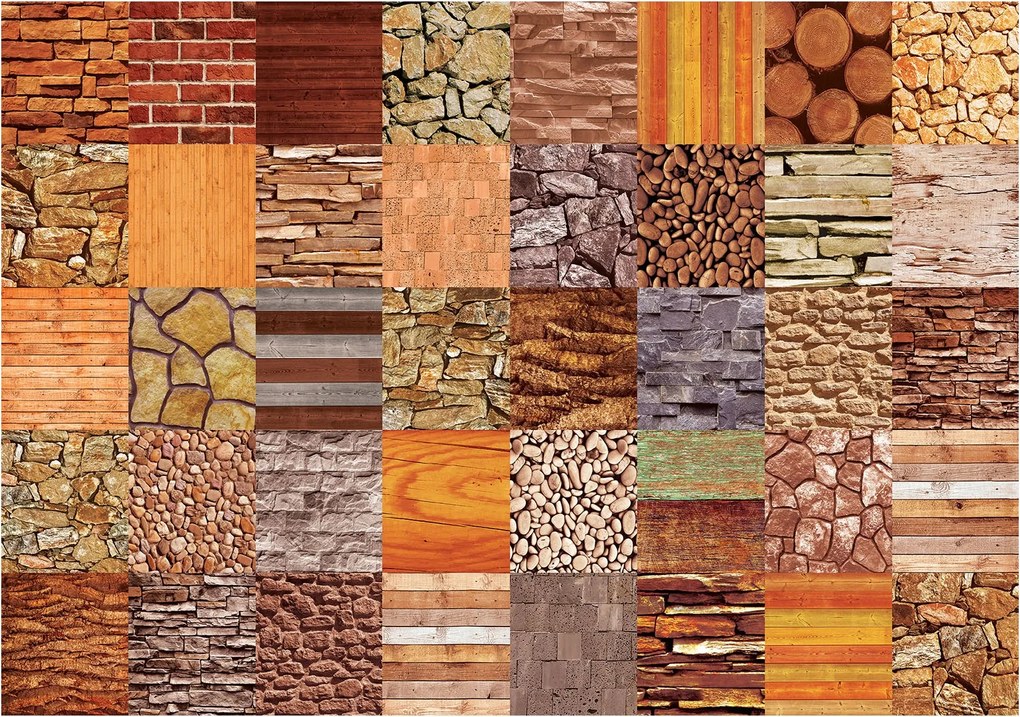 Flizelin fotótapéta Mix Textúra Kő Tégla Fa Nélkül 200x140 +ragasztó