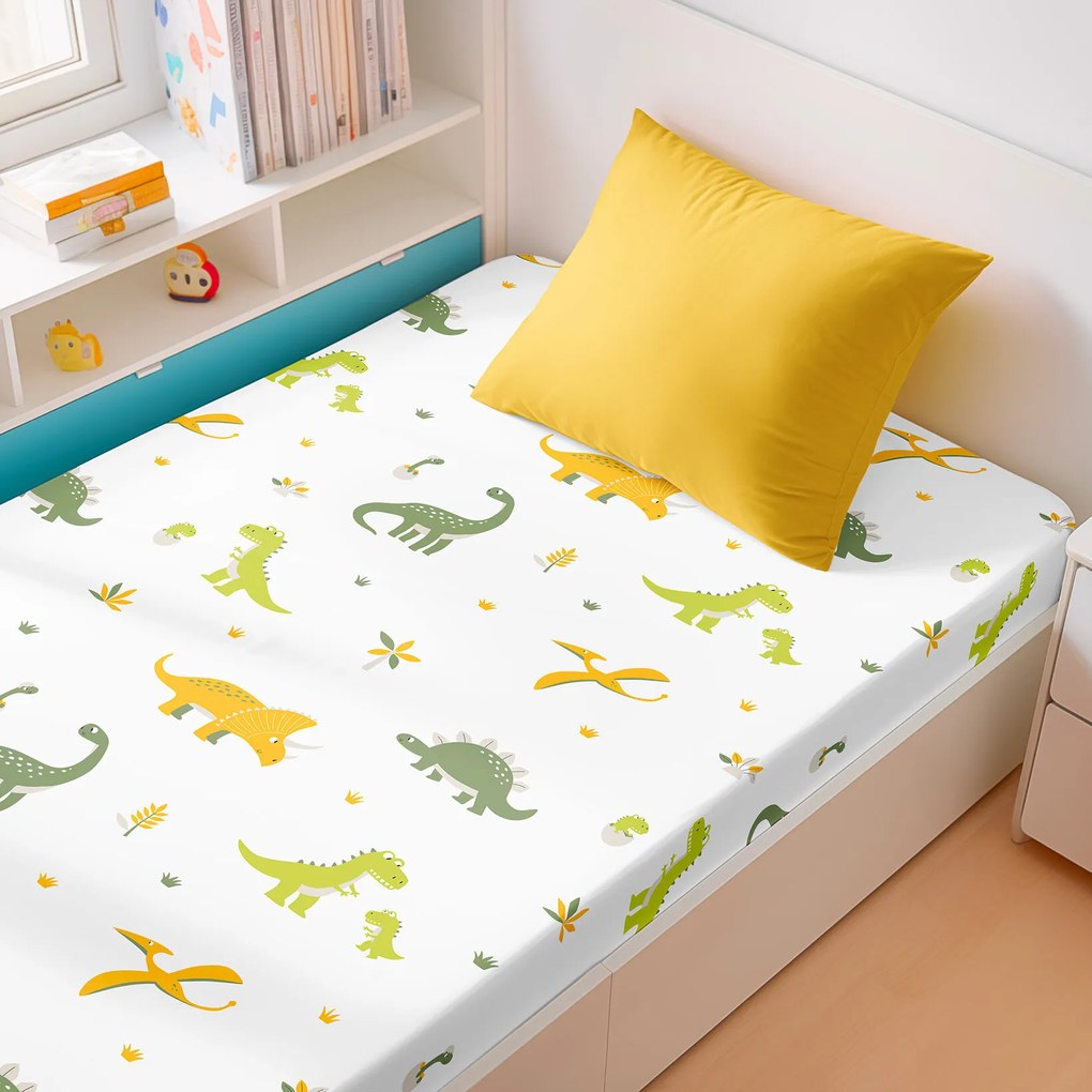 Goldea pamut gumis lepedő - dinoszauruszos kalandok 80 x 200 cm