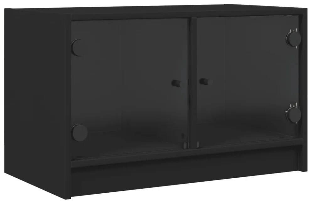 fekete TV-szekrény üvegajtókkal 68x37x42 cm