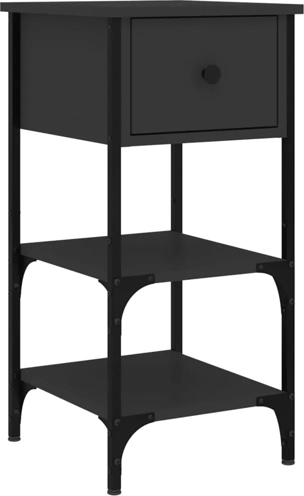 vidaXL fekete szerelt fa éjjeliszekrény 34x36x70 cm