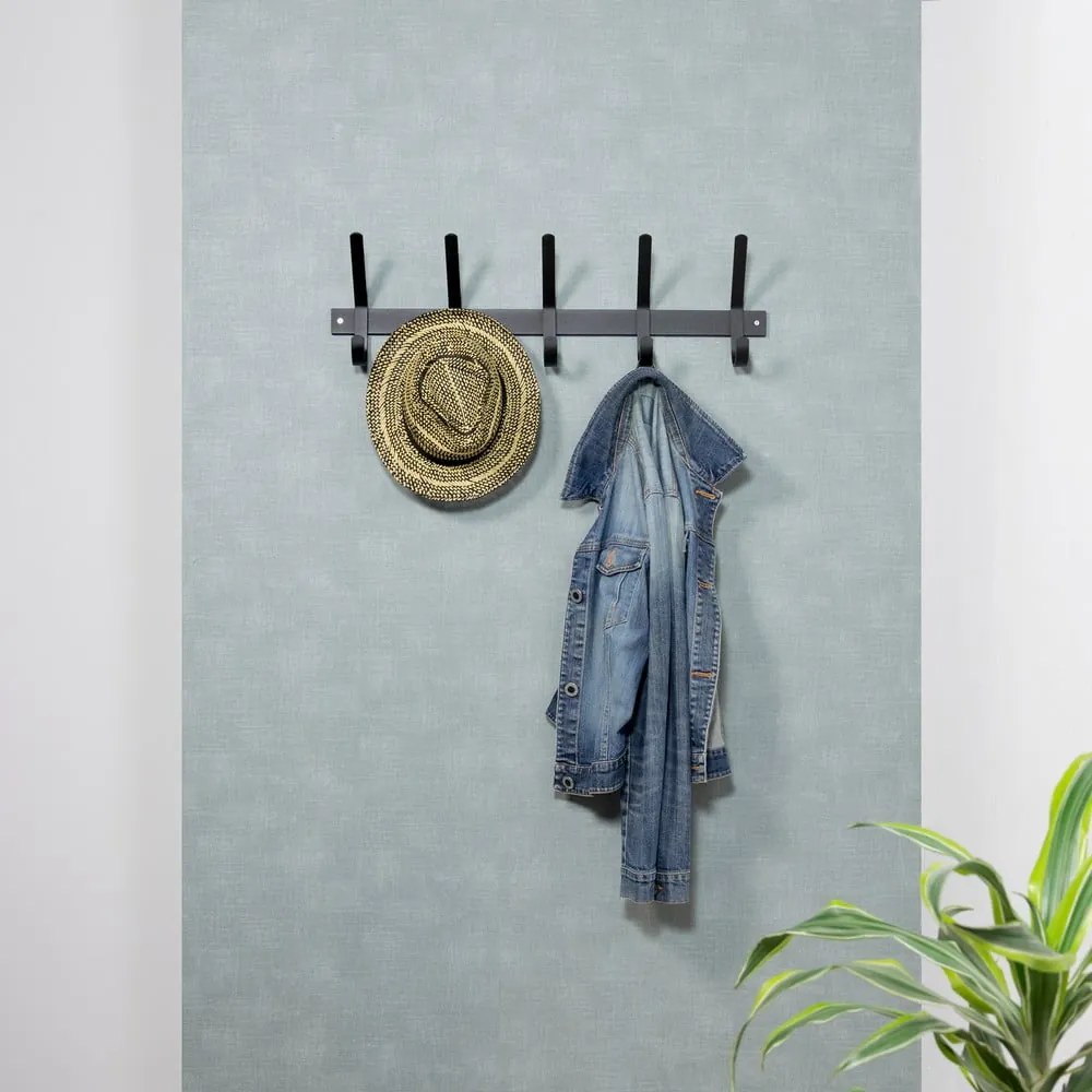 Fekete fém fali fogas 70 cm Dexter – Spinder Design