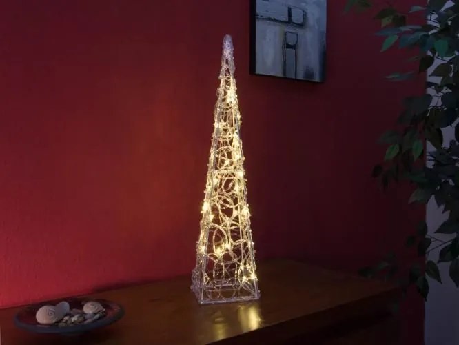 NEXOS Karácsonyi akril piramis 60 cm meleg fehér elemes