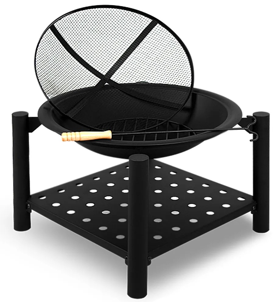monzana® Kandalló ovális Ø55 cm tárolóhelyiséggel