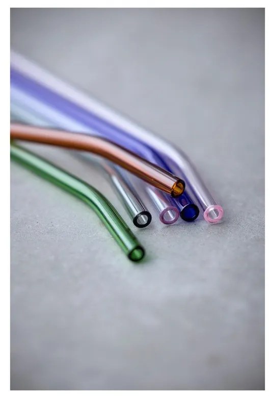 Üveg szívószál készlet tisztítókefével, 4 db-os – Lyngby Glas