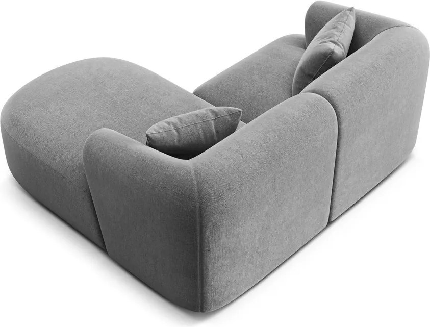 Világosszürke bársony sarokkanapé (jobb oldali-heverő résszel) Campi – Cosmopolitan Design