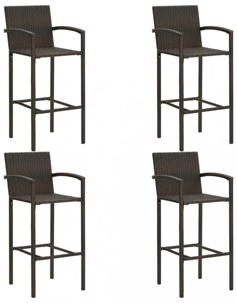 5 részes barna polyrattan kerti bárszett