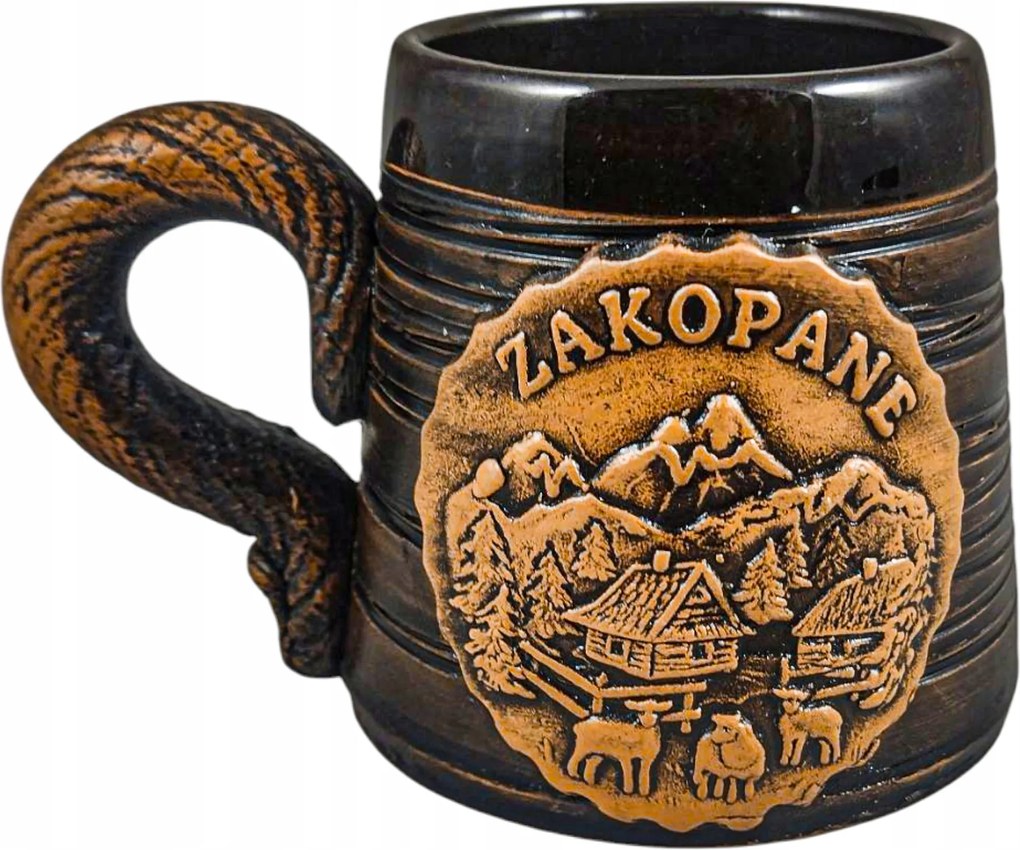 Kerámia Bögre Kb. 150ml barna kúpos felső házikó Zakopane