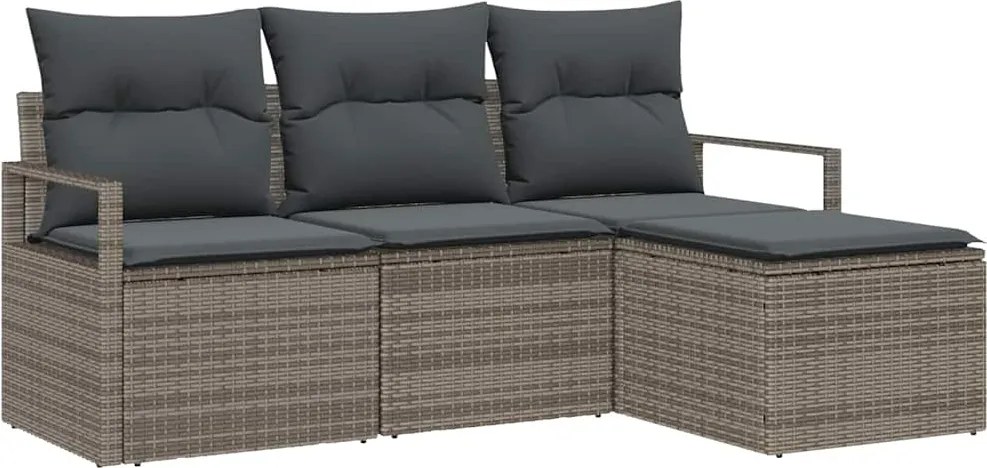 vidaXL Kanapé Szett 4 pcs Szürke polirattan