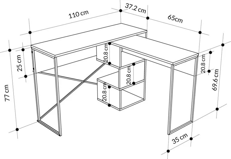 Badau íróasztal, retró szürke, 110 cm
