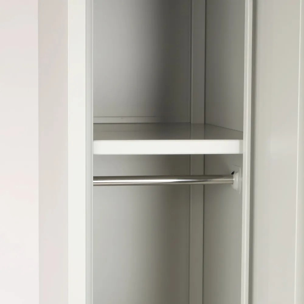 Fém szekrény paddal, 60 x 85 x 185 cm, lábazat, hengerzár, szürke - RAL 7035
