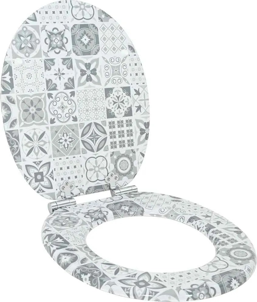 vidaXL Lágy záródású WC ülőke Kék és fehér porcelán 44 x 38 cm MDF lap