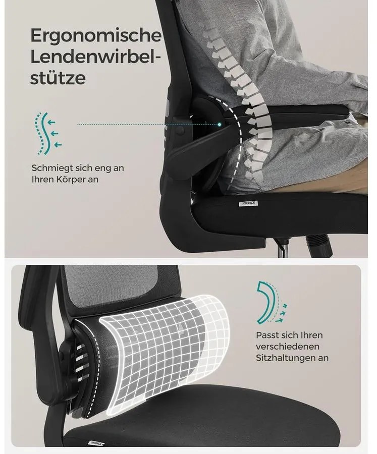 irodai szék, ergonomikus, hálós szék deréktámasszal és állítható fejtámlával, fekete