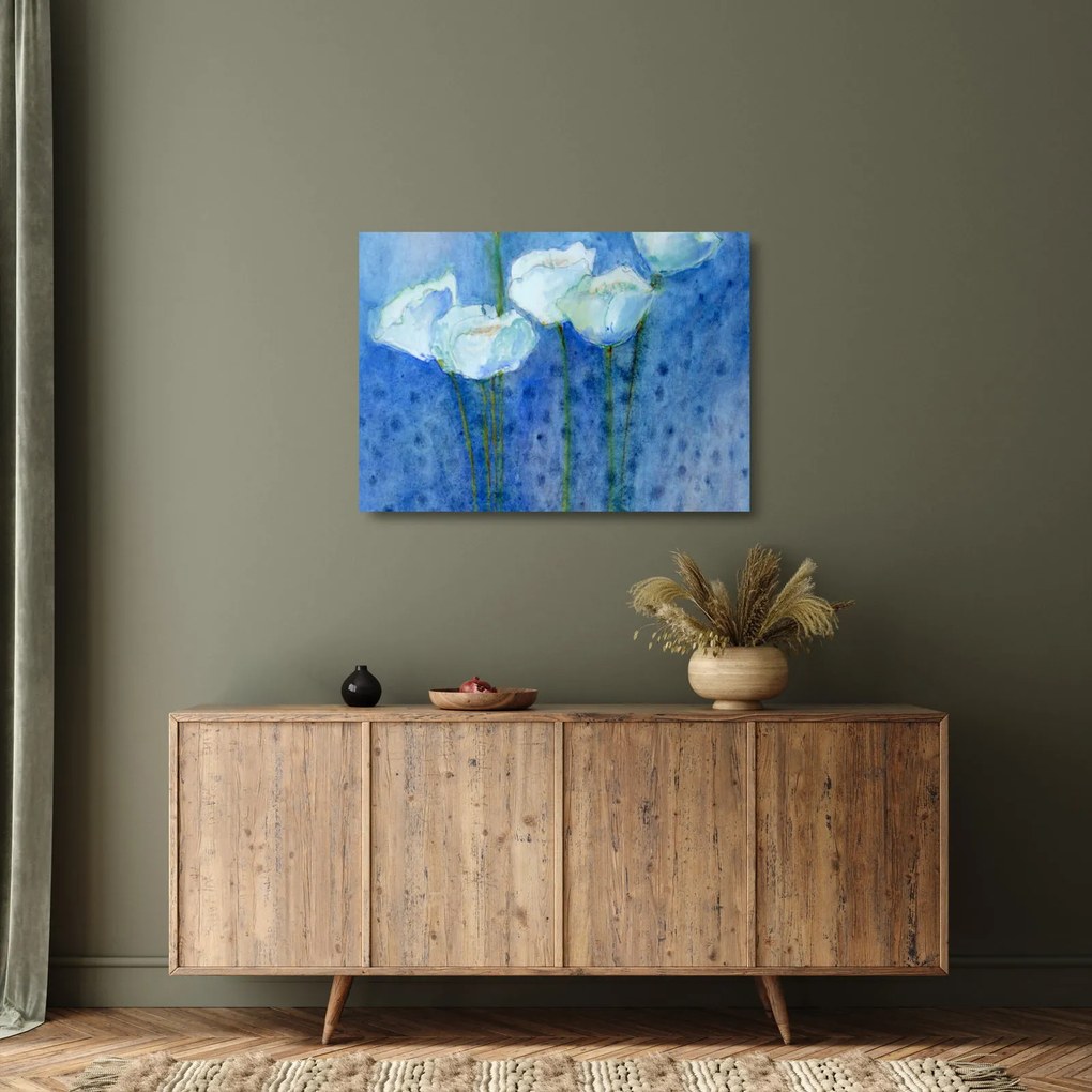 Kép - fehér tulipán (üvegen) (70x50 cm)