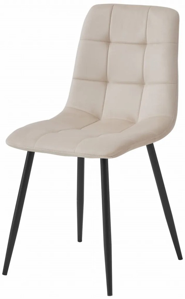 Bézs bársony szék KARA fekete lábakkal