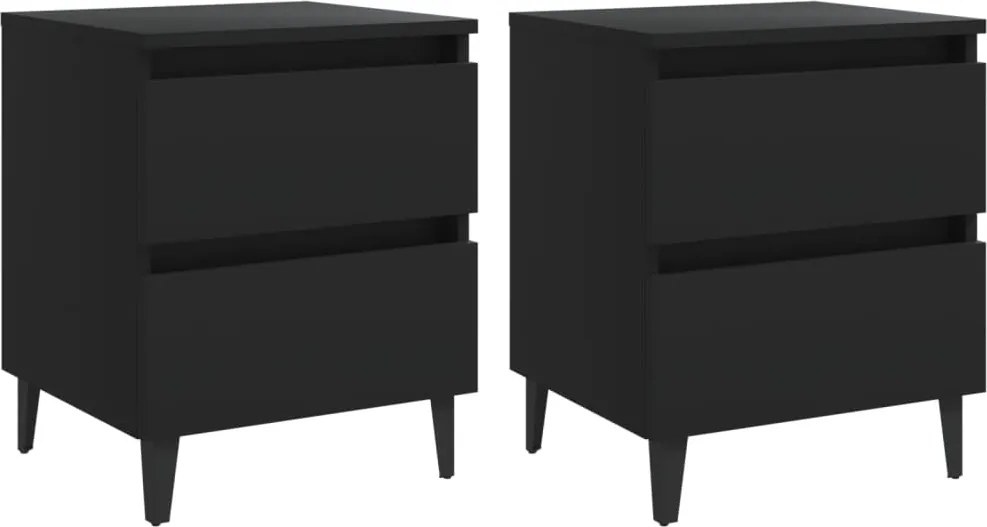 vidaXL 2 db fekete szerelt fa éjjeliszekrény 40 x 35 x 50 cm