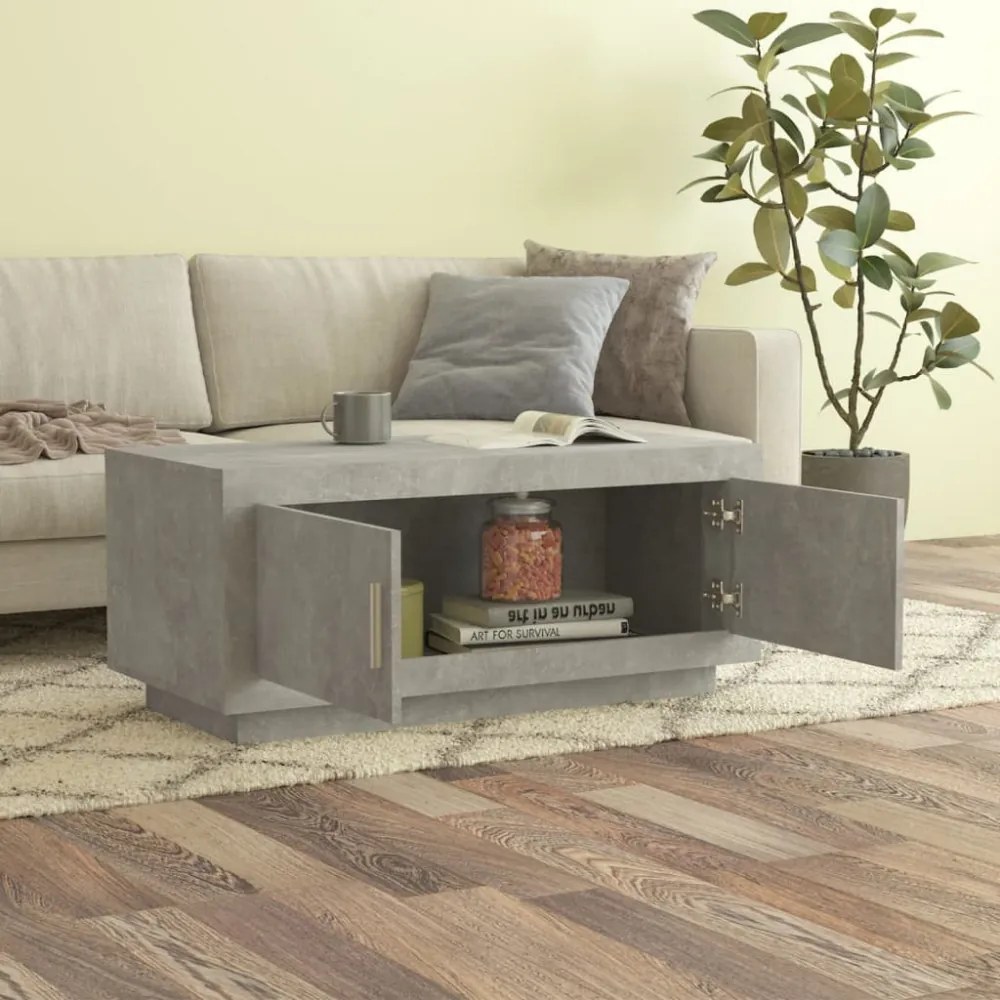 betonszürke szerelt fa dohányzóasztal 102x 50 x 45 cm