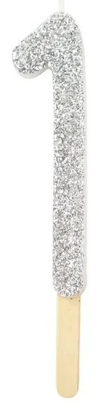 PME glitter gyertya, ezüst, 1