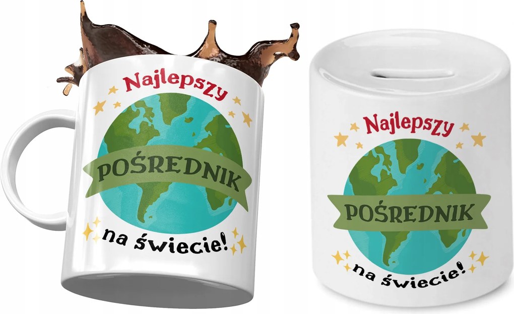 Közvetítőnek Bögre Ajándék persely szett fényképes nyomtatással