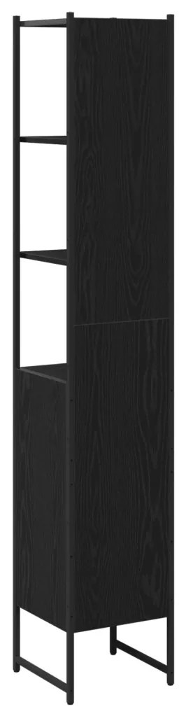 Fürdőszoba Szekrény Fekete Tölgy 33x33x185,5 cm Műanyag