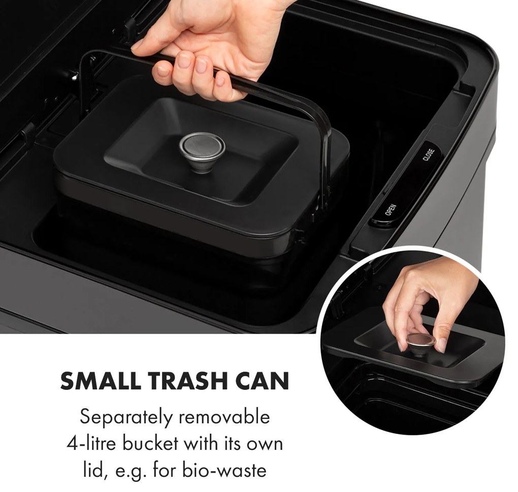 Klarstein Touchless Black Stainless Steel, szemetesláda, érzékelő, 72 l, fekete