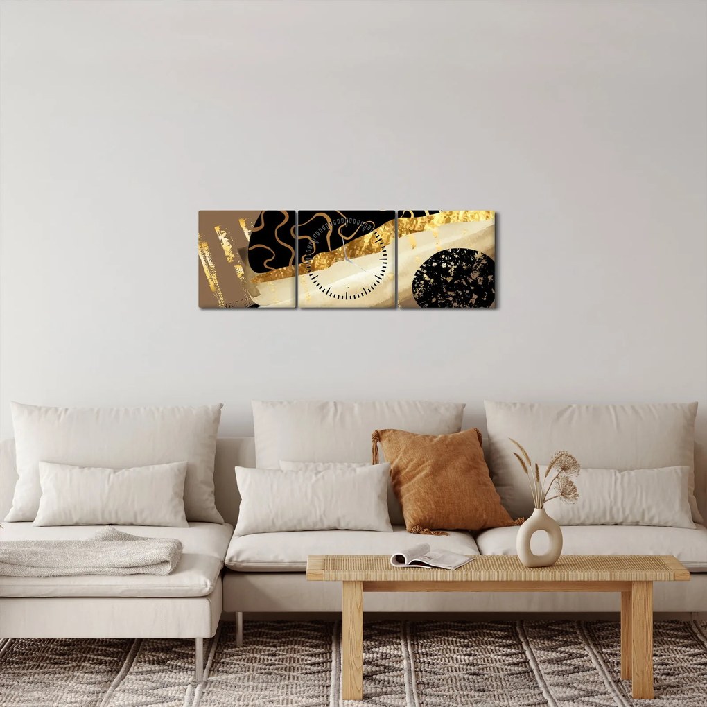 Kép - Absztrakció aranybarna N⁰3 (órával) (90x30 cm)