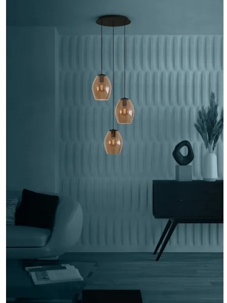 Eglo 390161 - Csillár zsinóron ESTANYS 3xE27/40W/230V barna