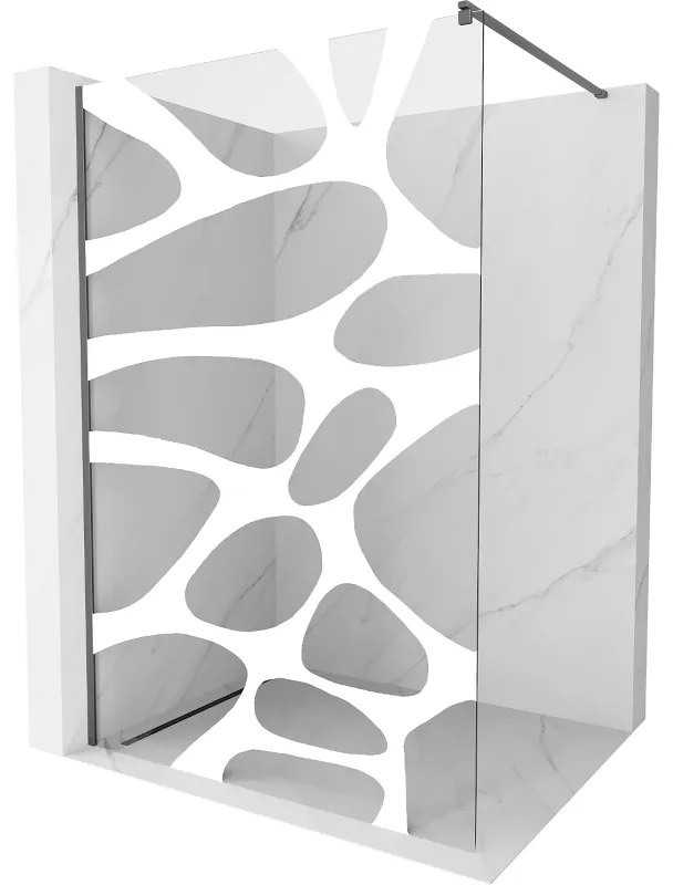 Mexen Kioto, Walk-In zuhany paraván 90 x 200 cm, 8 mm átlátszó üveg fehér mintás, grafit profil, 800-090-101-95-97