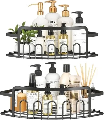 Acmetop Sarok Zuhanypolc 2db Fekete Fúrás Nélkül