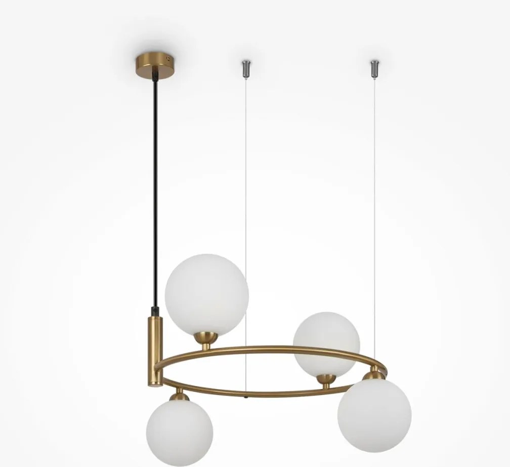MAYTONI MOD013PL-04BS1 RING Többágú Függesztett Lámpa Fehér, Sárgaréz G9 IP20