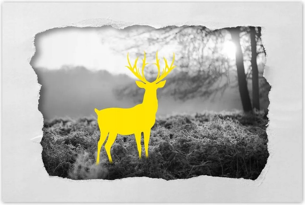 Poszter 60x40 Sárga szarvas Erdő Tájkép