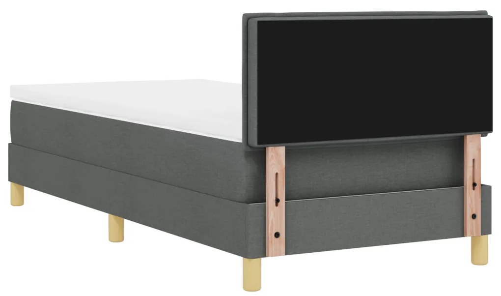 Box Spring Ágy Matraccal és LED-del Sötét Szürke 90x190 cm Szövet
