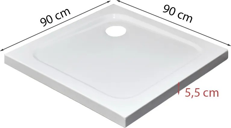 Modena Slim szögletes alacsony akril zuhanytálca 90x90 cm