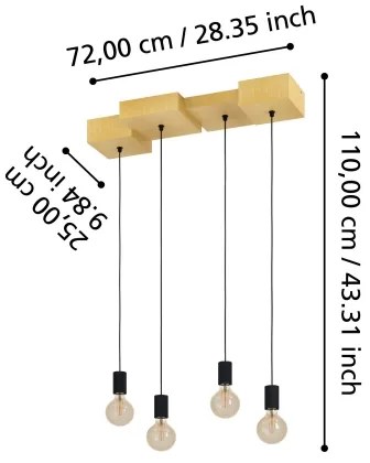 Eglo 43799 - Csillár zsinóron HALKIN 4xE27/40W/230V