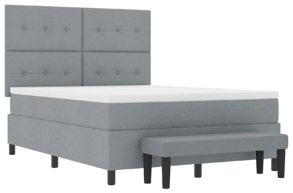 Box Spring Ágy Matraccal és Padlóval, Világosszürke 140x200 cm, Szövet