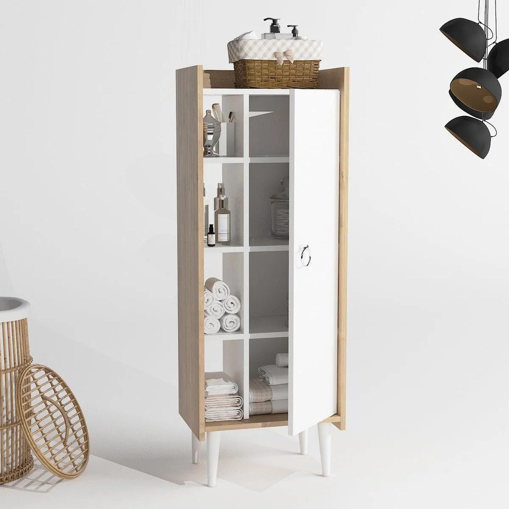 Tároló szekrény Lagomood Ruby - Oak, Fehér