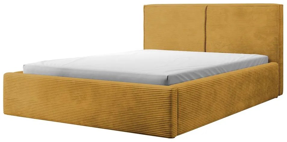 Franciaágy 140 cm Fatime (ágyráccsal) (tárolóhellyel) (mustár + fekete). 1099188