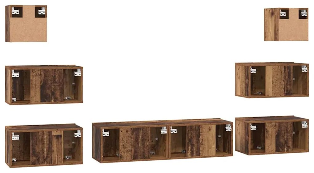 TV szekrény garnitúra 8 pcs Régi fa 60 x 30 x 30 cm Faanyag