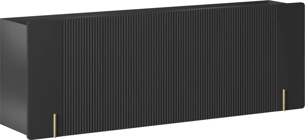 Malmi fali négyajtós komód 200 cm - fekete matt / arany