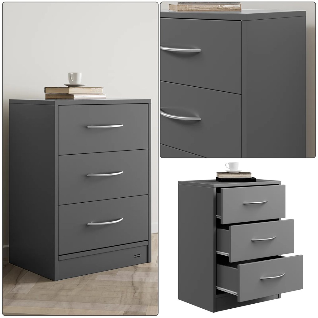 Casaria® Eloise éjjeliszekrény 54x39x28 cm - LED antracit