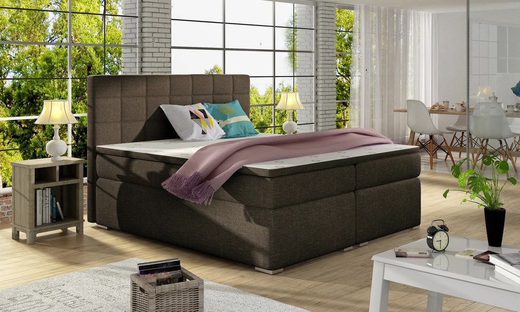 Franciaágy Boxspring 160 cm Abbie (barna) (matracokkal). 1027417