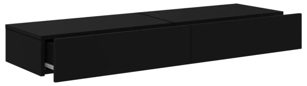2 db fekete TV-szekrény LED-lámpákkal 60 x 35 x 15,5 cm