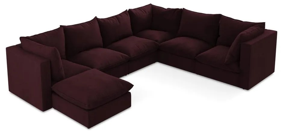 Borvörös sarokkanapé (jobb oldali-U alakú) Manao – Makamii