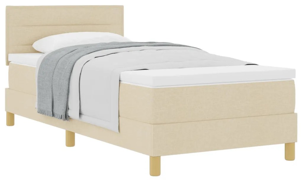 Box Spring Ágy Matraccal Krém 90x190 cm Szövet