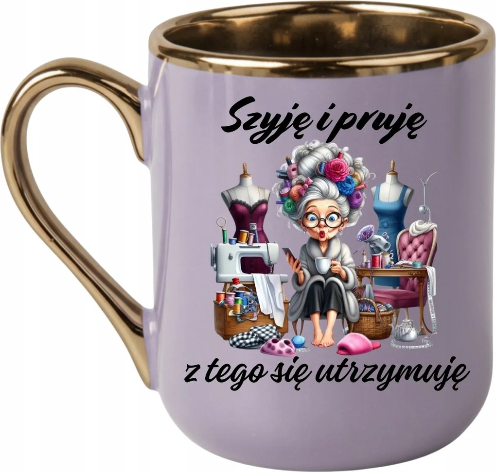 Elegáns bögre „Varom és préselem” 330 Lila