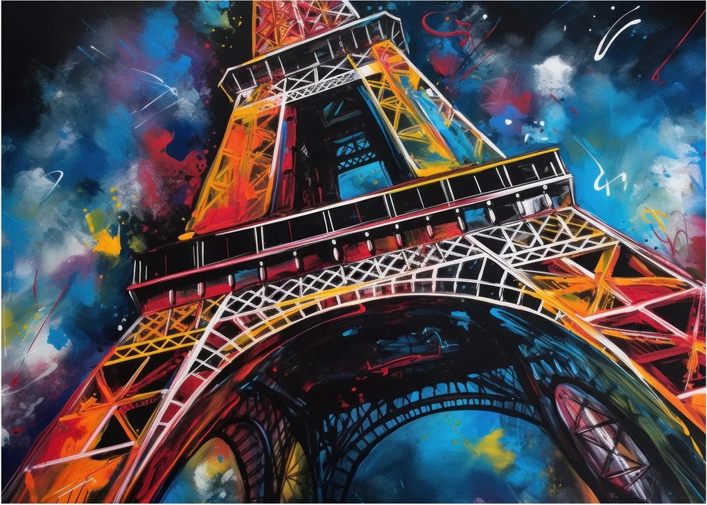 Üveg kép - Az Eiffel-torony festménye II. (70x50 cm)