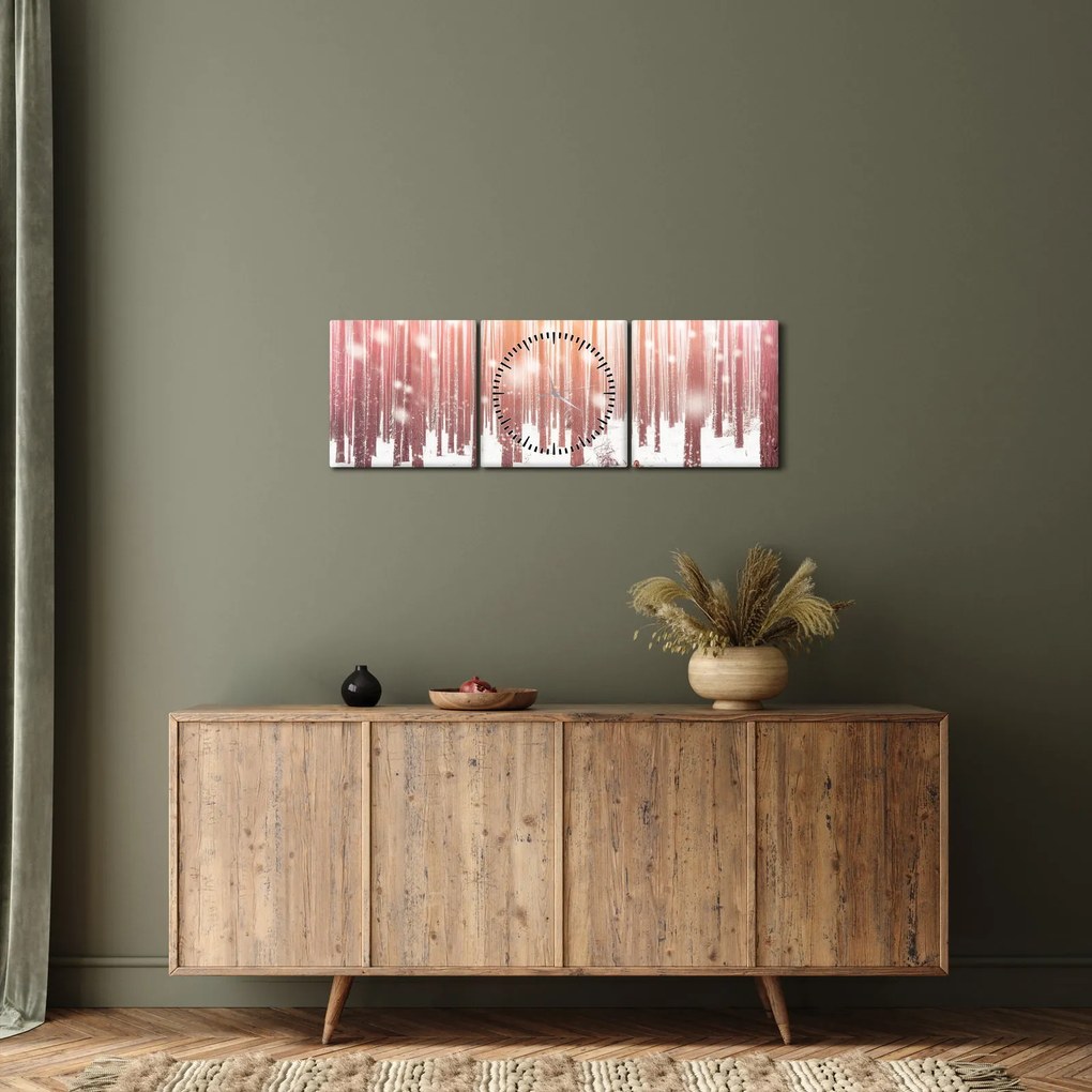Kép - Zebra egy havas erdőben (órával) (90x30 cm)