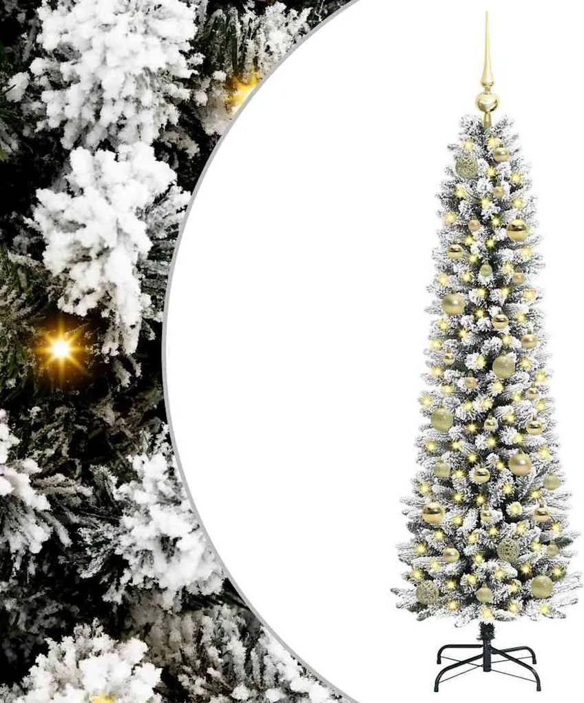 vidaXL Mű karácsonyfa 150 LED-del Fehér 150 cm PVC és Fém és Műanyag