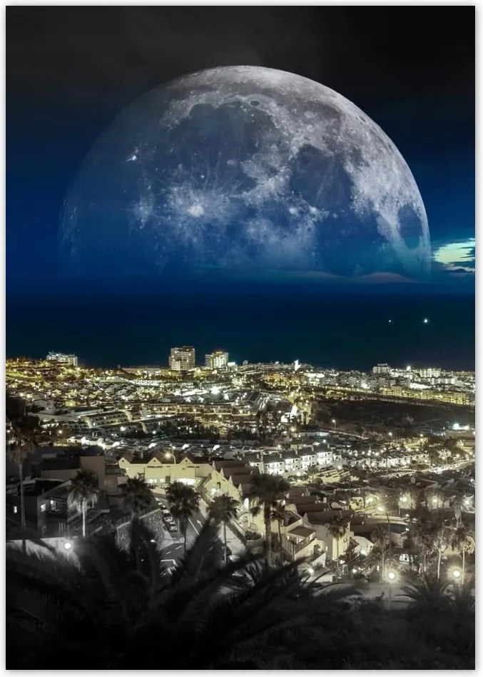 Poszterek A4 Pion Hold a város felett Éjszaka